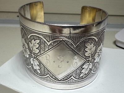Silver (likely sterling but unmarked) Monogramed BFC Cuff Bracelet