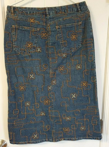 Ruby Rd Size 10 P Denim Vest & Skirt Navy Blue Embroidered - Picture 4 of 7