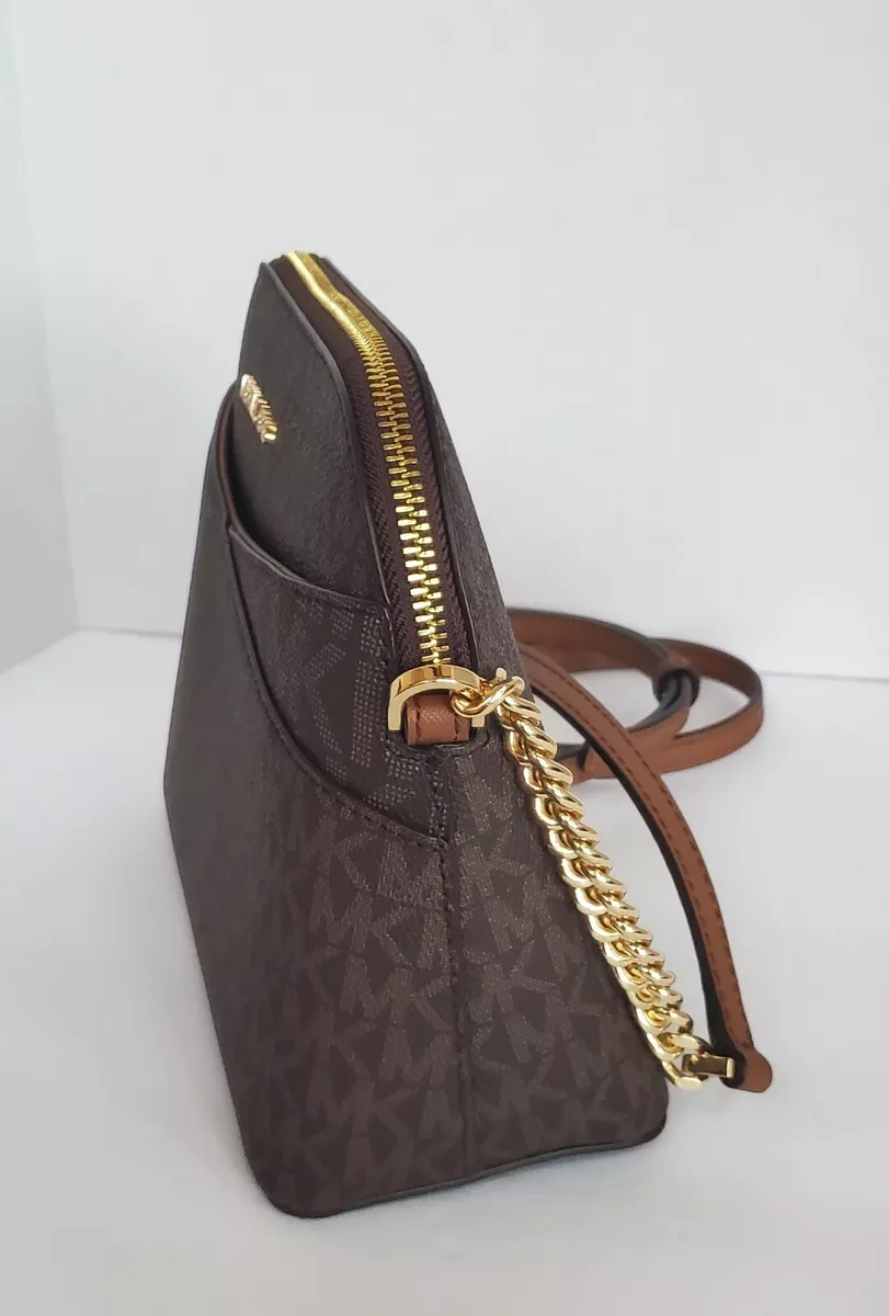 NWT Michael Kors Jet Set Travel medium logo Dome crossbody Bag Color Brown