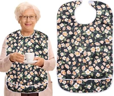 Adult Bibs for Eating, Reusable Adult Bibs for Elderly Women, Feeding Bibs for A