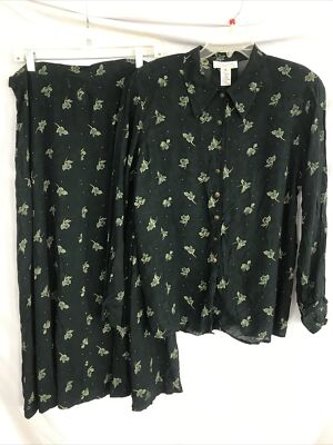2 Piece Skirt Set Green Floral by Rena Rowan for Saville