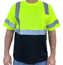Short Sleeve Yellow/Black High Visibility Safety Shirt  Choose size