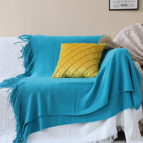 SOGA 2X Soft Warm Knitted Blanket Light Acrylic Bed Couch Decor Cover Blue - Picture 6 of 10