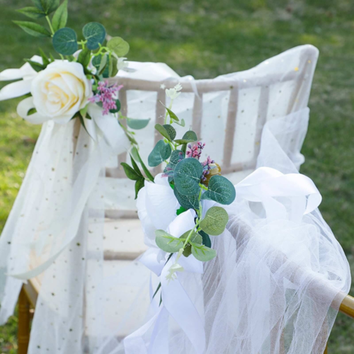 Wedding Aisle Decorations Pew Flowers,6 Pcs Artificial Rose Flower Chair Deco... - Picture 2 of 9