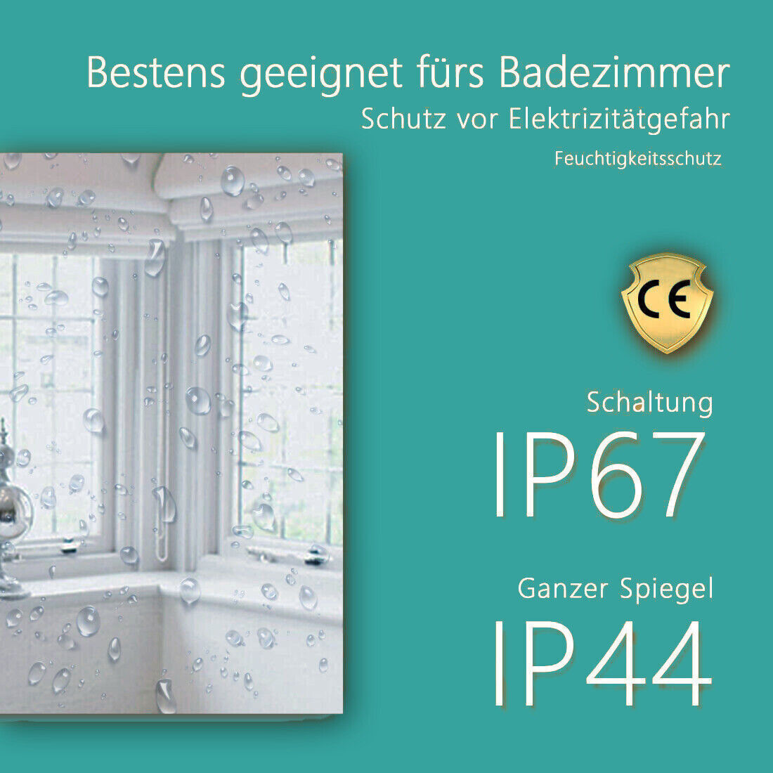 EMKE Badspiegel mit LED Beleuchtung 120x60 cm Touch Badezimmerspiegel