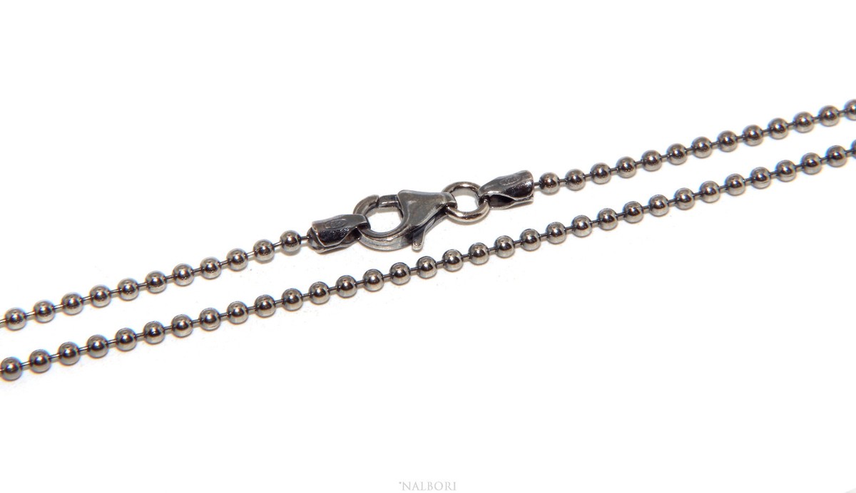 Collana Pallinata Uomo Donna Argento 925 Con Effetto Oro Bianco – Ball Chain 2,0 Mm – Nalbori Made In Italy