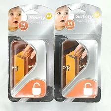 Qty 2 ~ Safety 1st 14 Pack Wide Grip Cabinet Locks & Drawer Latches Child Proof