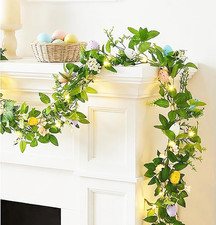 6.5 FT Easter Garland, Easter Egg Garland Decorations for Home with Lights,Sprin