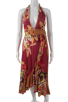 PatBO Damen Mehrfarbig Blumen Neckholder Wickelkleid Midi Ärmellos Größe XS - Bild 1 von 4