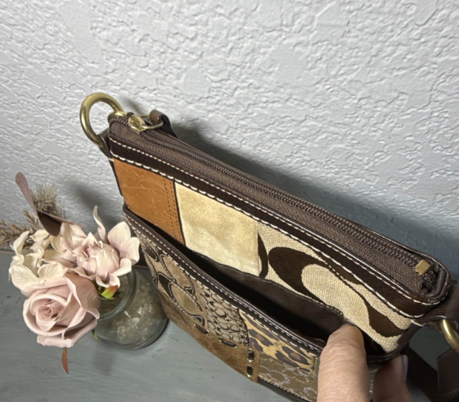 Coach Patchwork Brown Multicolor Shoulder Bag Gol… - image 2