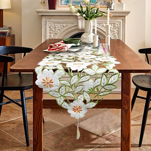 Summer Spring Flower Table Runner Embroidered Flowery Cutwork Table Doily Flo... - Picture 5 of 6