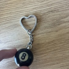 Vintage 8 Ball Keychain Key Ring Pool Game Hobbies