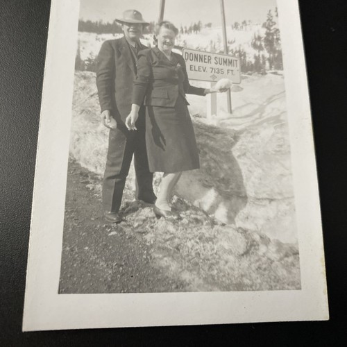 1940s Donner Summit Elevation Sign Sierra Nevada Mountains California Real Photo - Picture 10 of 15