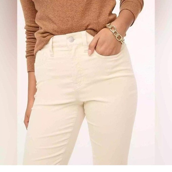 J.Crew Cream High Rise Corduroy Slim Straight Pants Size 33 Cream Off White thumbnail 2