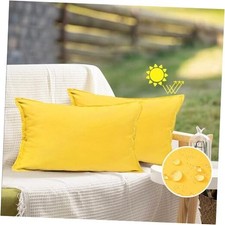 12x20 Outdoor Waterproof Lumbar Pillow Covers Set 20" x 12" Pack of 2 Yellow