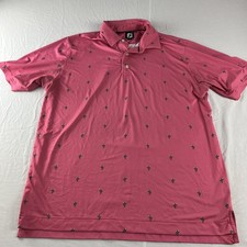 FootJoy Polo Shirt Mens XL Pink Cactus Print Short Sleeve Golf Performance Top