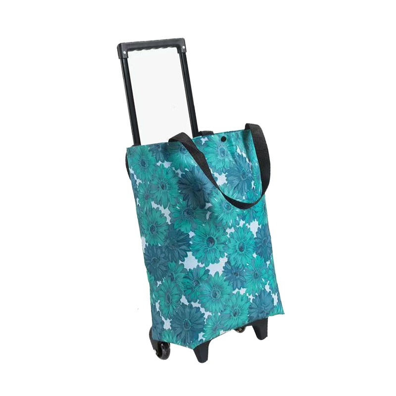 Foldable Portable Shopping Cart Lightweight Extendable Handle Grocery Trolley Fo