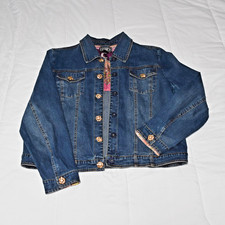 BEREK Denim Jacket 1XL Takako Sakon Rhinestone Snap Blue Jean Jacket Excellent