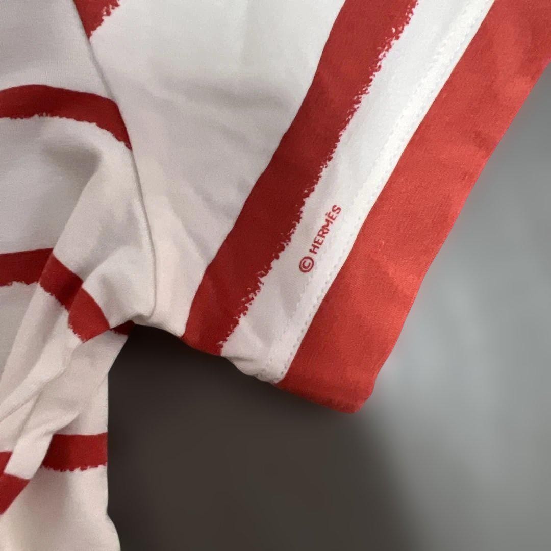 HERMES White/Red Stripe T-shirt F/S from Japan | eBay