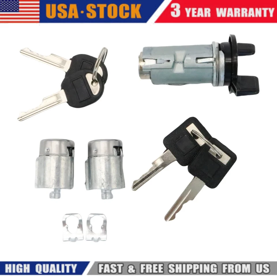Juego de cilindros de interruptor de bloqueo de encendido y puerta con 4 llaves aptos para camioneta Chevy GMC 1988-94 Foto 3 de 4
