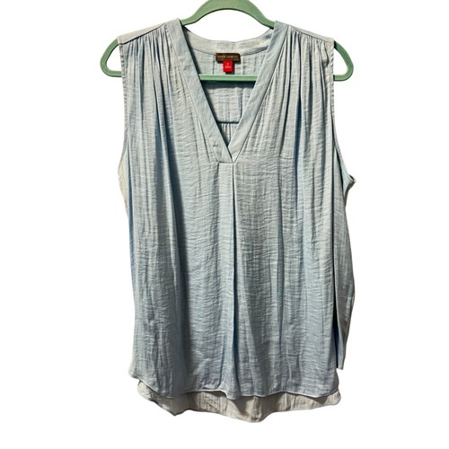 Vince Camuto Light Blue Sleeveless V-Neck Blouse Sz 1X 100% Polyester Womens Top - Picture 5 of 10