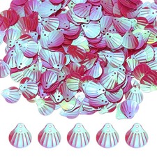 600-Pack Seashell Sequins, 50g Shell Shape Loose SequinsAB Rose Red