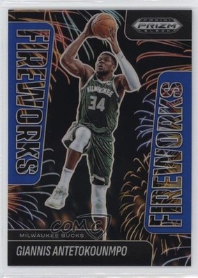 2024-25 Panini Prizm Black Fireworks Blue 157/199 Giannis Antetokounmpo #9 12fr