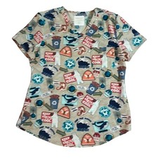 Cherokee Women's Environment Theme Scrub Top Small
