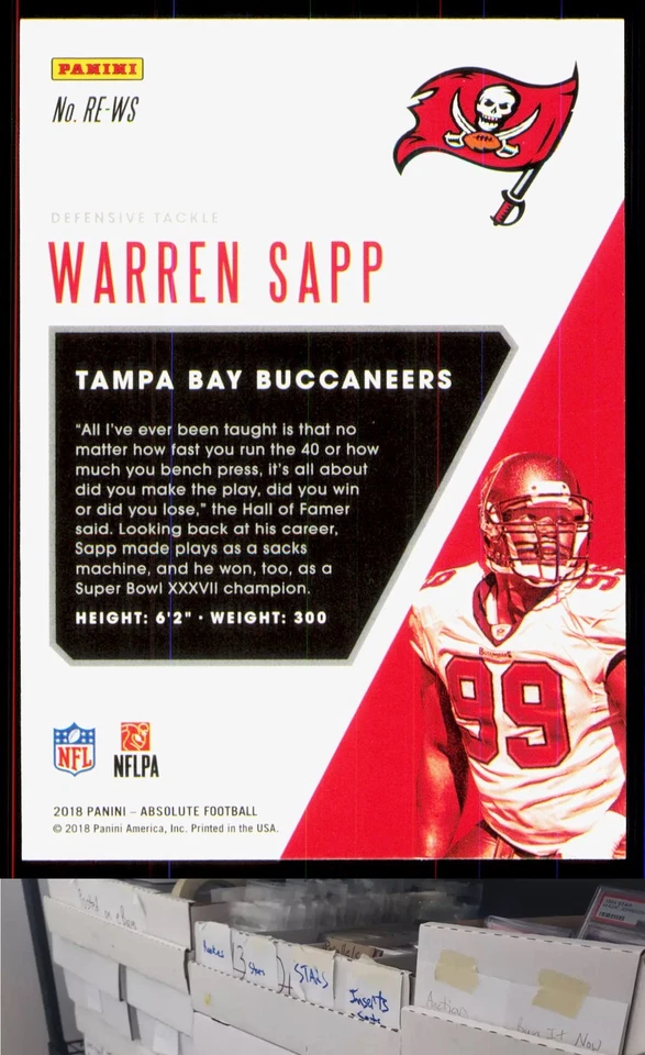 2018 Panini Absolute #RE-WS Warren Sapp Revolutionaries - JL - Image 2 of 2