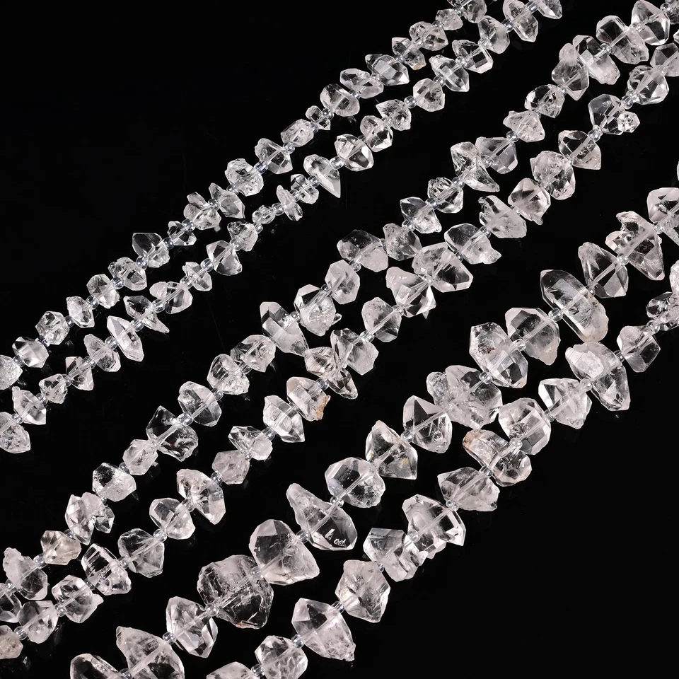 Cuentas de cuarzo de diamante Herkimer transparentes de alta calidad tamaño 14 mm 20 mm 22 mm 15,5" Strad Foto 3 de 3