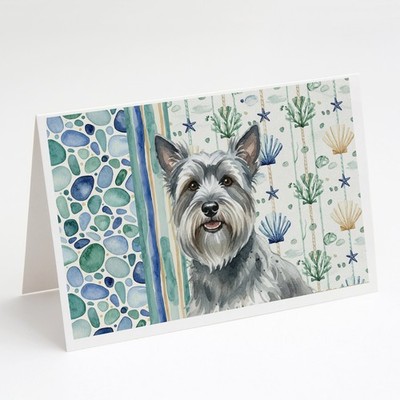 Caroline's Treasures Gray Skye Terrier Coastal Sea Glass Greeting Cards Pack 8