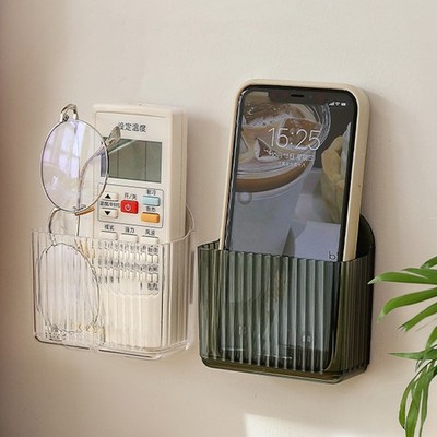 2Pcs Reusable Ps Wall Phone Holder Adhesive Remote Controller Storage Organizer