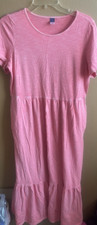 WOMEN'S OLD NAVY DRESS LONG SHORT SLEEVE MEDIUM RED 2 POCKETS