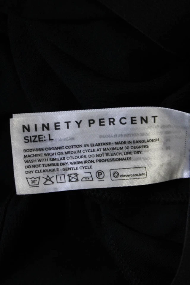 Pantalones sin cordones Ninety Percent para mujer de algodón con costura media negros talla L Foto 4 de 4