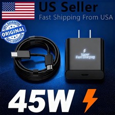 Original 45W Fast Wall Charger Type C Cable For Samsung S25 S24 S23 22 21 Ultra