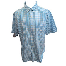 Chemise Chaps Bleu Ciel Petits Carreaux Taille XL TG Manches courtes