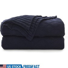 Super Soft Cotton Cable Knit Throw Blanket Cozy Decorative Home Gift Idea New