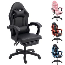 Gaming Chair Office Chair Reclining Back Computer Swivel Desk Chair Footrest UK