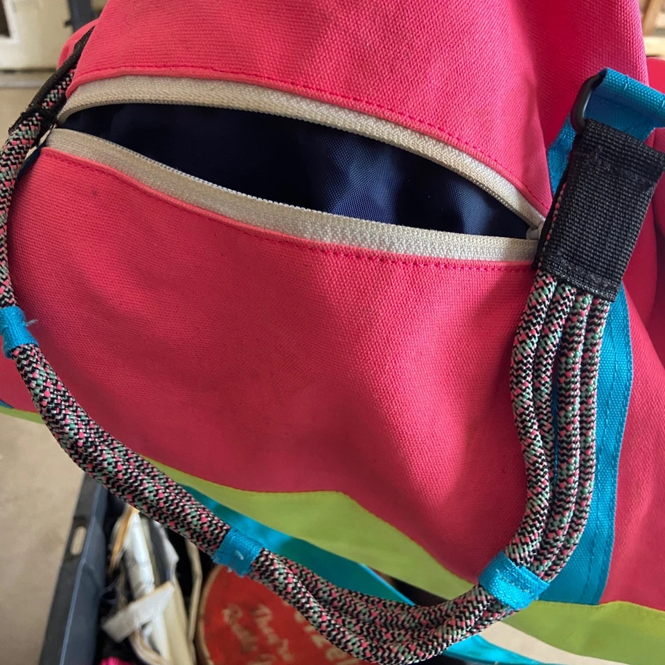 KAVU retro 90's Duffle Bag Crossbody shoulder handles lg wknder NEON - Image 4 of 4