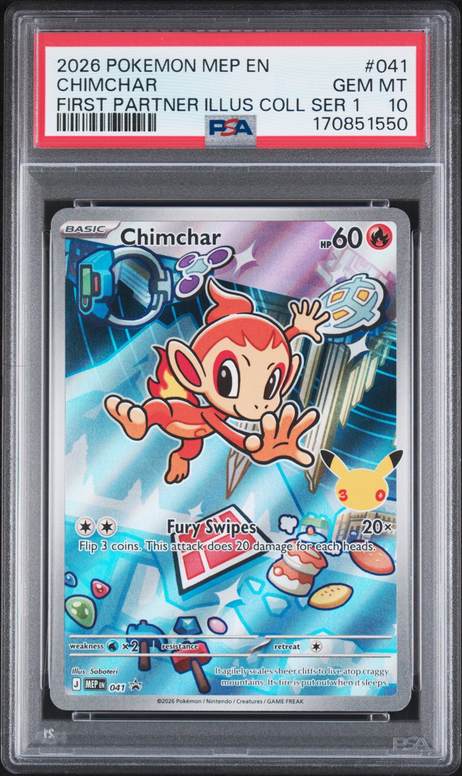 2026 POKEMON FIRST PARTNER ILLUSTRATION COLLECTION PROMO #041 CHIMCHAR PSA 10