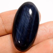 100 Natural Blue Tiger Eye Oval Cabochon Gemstone 28.5 Ct. 31X16X7 mm EE-52055