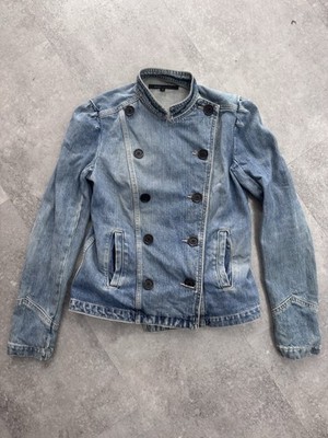 Marc Jacobs Women's Blue Denim Double-Breasted Slim Fit Short Jacket Size Small