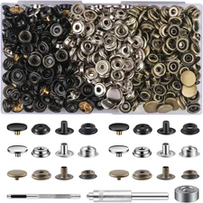 420 Pieces (105Sets) Leather Snap and Fastener Kit Tool 5/8 inch (15mm) Snap ...