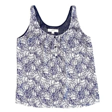 Loft Floral Blue White Sleeveless Tank Top Size XS