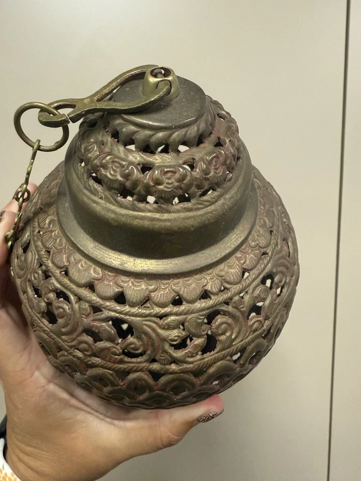 Classic Vintage Moroccan Outdoor Metal Lantern, MEast Art, Hanging Light Fixture - Image 4 of 4