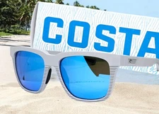 COSTA DEL MAR net light gray/blue mirror PESCADOR polarized 580G sunglasses NEW