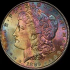 1886 $1 🌈PCGS MS-64✳️CAC✅️🌈Magnificent RAINBOW TONING!