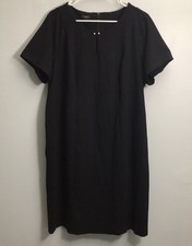 Talbots Women’s Short Sleeve Shirt Dress Size 16W Black Solid Spandex 