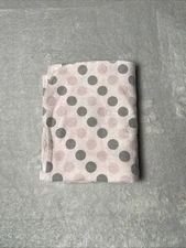 Carter's Polka Dot Receiving Flannel Baby Blanket Pink Gray Circle Swaddle Lovey