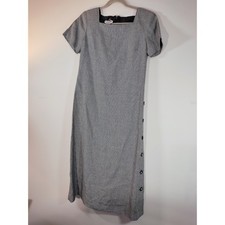 Vintage Talbots Petites Irish Linen Houndstooth Midi Dress